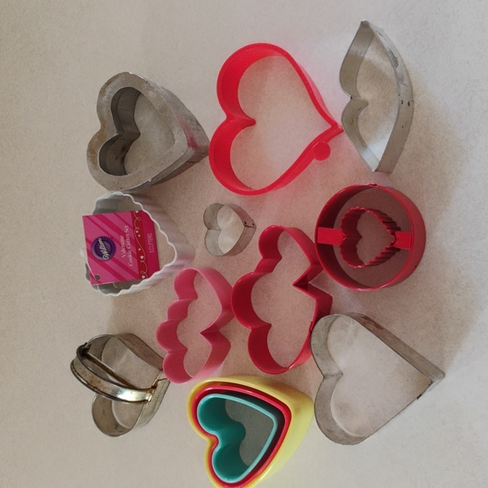Hearts Cookie Cutters Lips Lot/13 Metal And Plastic